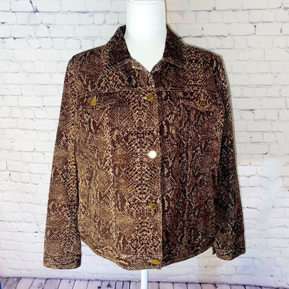 Chaps Brown Python Print Jacket size XL - Picture 3 of 6
